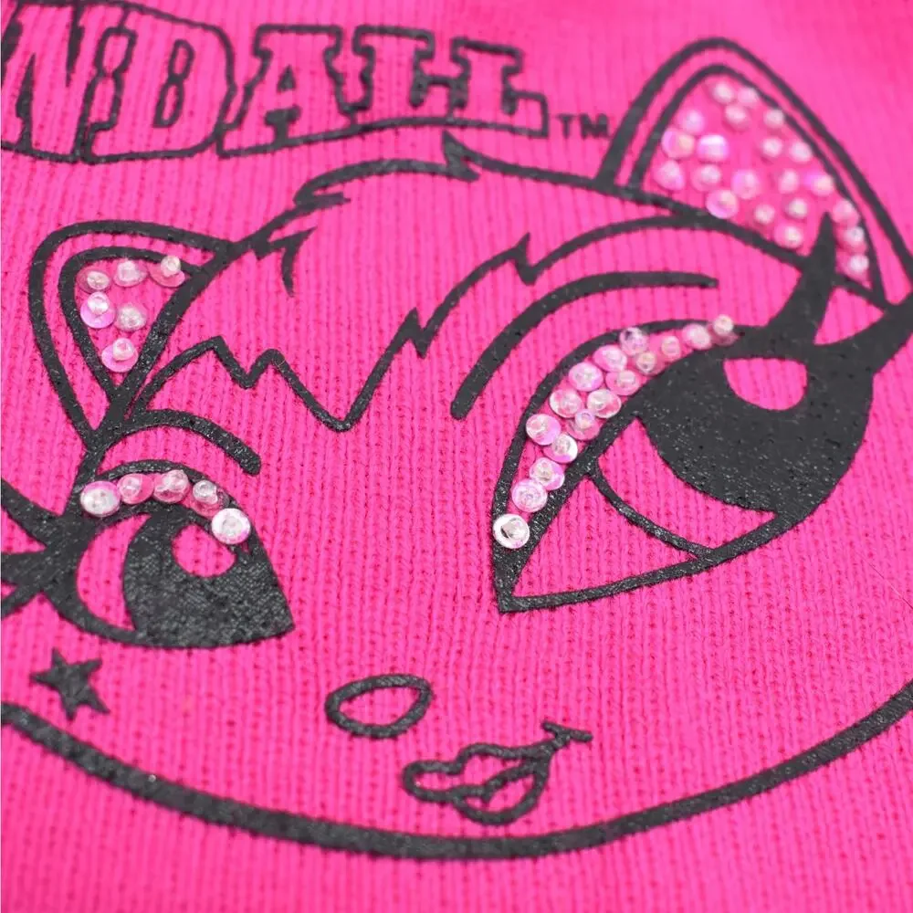 Rare Y2K Vintage Bratz Petz Kendall Sequin Beanie Knit Hat Girls XL Hot Pink